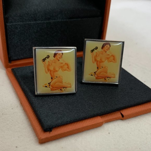 Simon Carter Telephone Pinup Lola Cufflinks in Silver-Tone - Picture 2 of 7